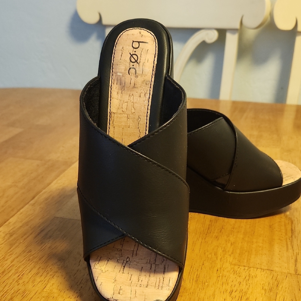 b.o.c. Women's Black Cross-Band Mules